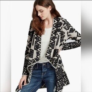 Lucky Brand Aztec Open Front Wrap Cardigan